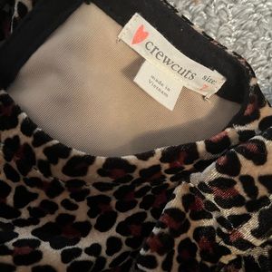Crewcuts leopard stretch velvet dress with ruffled shoulders Size 7, worn once
